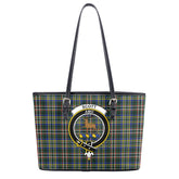 Scott Green Modern Tartan Crest Leather Tote Bag